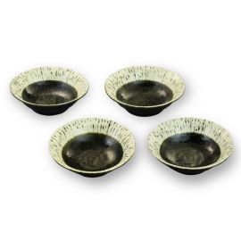 4pc Shallow Kobachi Bowl -Kuro Shio**SP