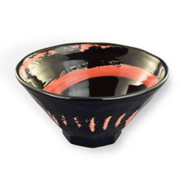 Ramen Bowl -Kokuyu Akauzu(22cm) 黒釉赤渦