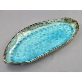 L.Leaf12 Plate -Kuro Aizome Blue