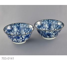 Donburi bowl Set/2 -Aizome Botan (D15cm) 藍染牡丹