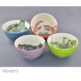 Mini-Don bowl set/4 -Kaisen(D13.5cm) 海鮮