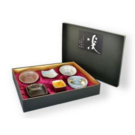 Kozara dish set/6 -Kinsai Katagawari 金彩型変り