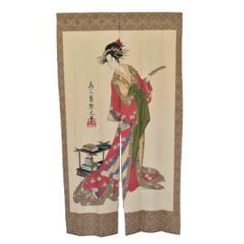 Noren -Ukiyoe Tanzaku and Women (150cm)