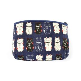 Pouch -Lucky cat Navy 招き猫